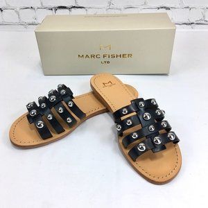 Marc Fisher LTD Pava Studded Leather Flat Sandal 8.5